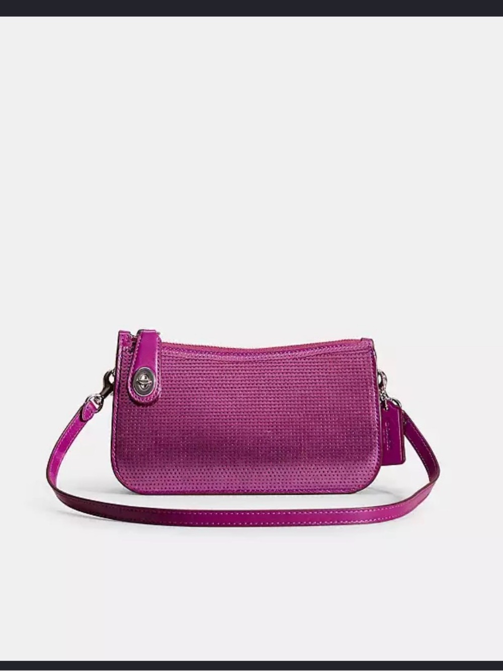Coach Leather Penn shoulder bag hot magenta pink sequin